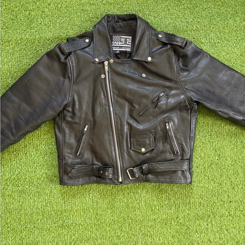 Vintage Black Leather Motorcycle Jacket